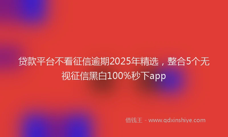 贷款平台不看征信逾期2025年精选，整合5个无视征信黑白100%秒下app
