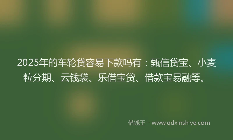 2025年的车轮贷容易下款吗有：甄信贷宝、小麦粒分期、云钱袋、乐借宝贷、借款宝易融等。