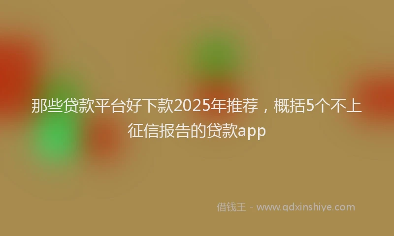 那些贷款平台好下款2025年推荐，概括5个不上征信报告的贷款app