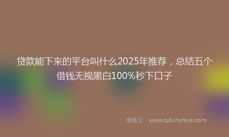 贷款能下来的平台叫什么2025年推荐，总结五个借钱无视黑白100%秒下口子
