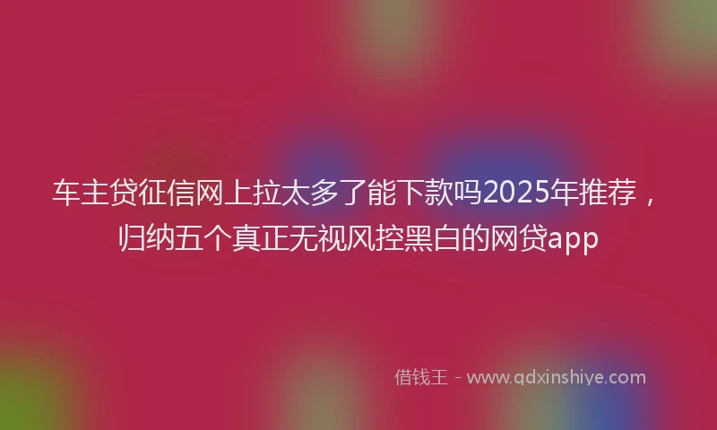 车主贷征信网上拉太多了能下款吗2025年推荐，归纳五个真正无视风控黑白的网贷app