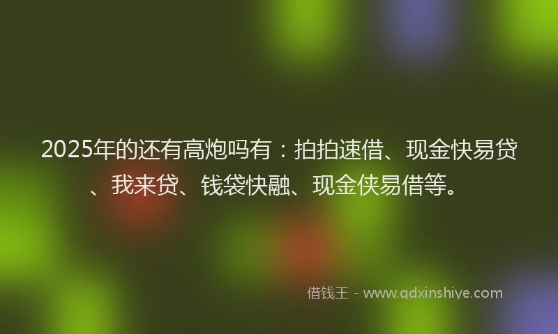 2025年的还有高炮吗有：拍拍速借、现金快易贷、我来贷、钱袋快融、现金侠易借等。