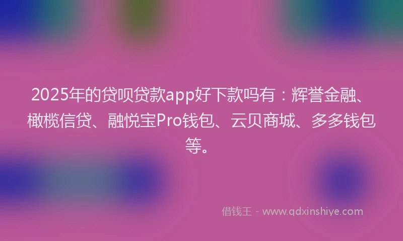 2025年的贷呗贷款app好下款吗有：辉誉金融、橄榄信贷、融悦宝Pro钱包、云贝商城、多多钱包等。