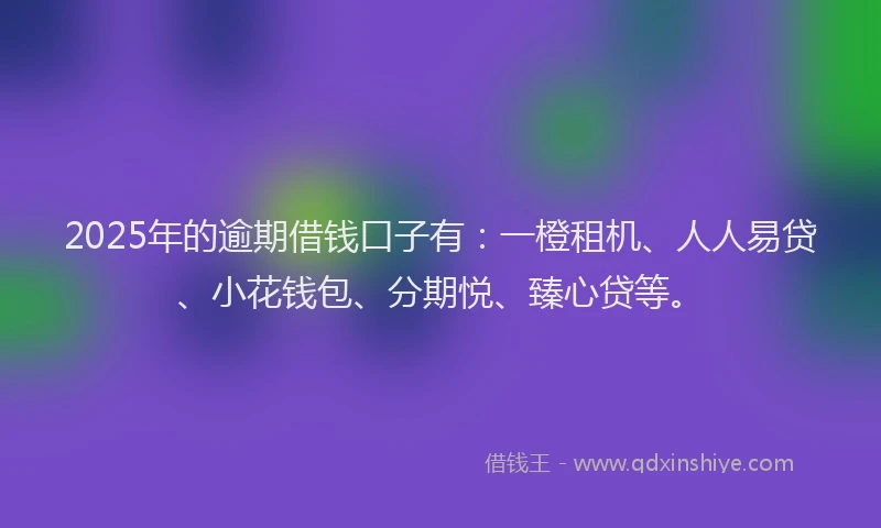 2025年的逾期借钱口子有：一橙租机、人人易贷、小花钱包、分期悦、臻心贷等。