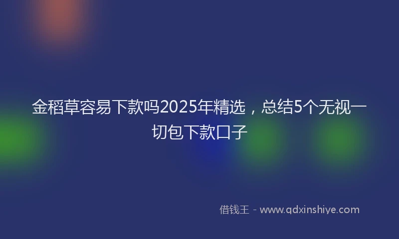 金稻草容易下款吗2025年精选，总结5个无视一切包下款口子
