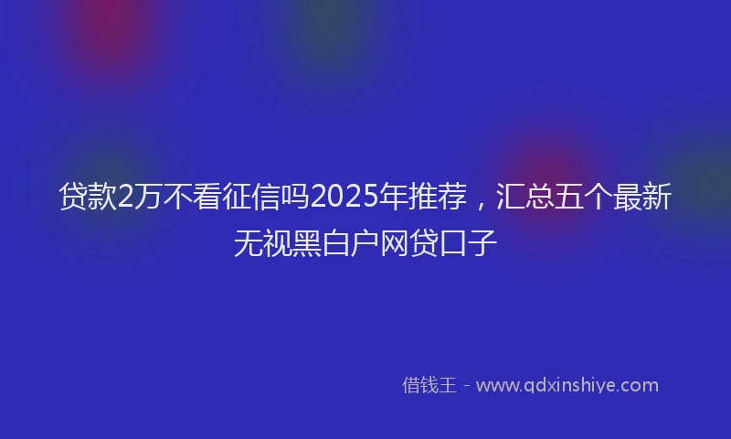 贷款2万不看征信吗2025年推荐，汇总五个最新无视黑白户网贷口子