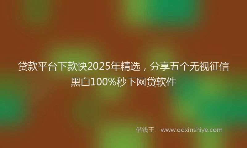 贷款平台下款快2025年精选，分享五个无视征信黑白100%秒下网贷软件