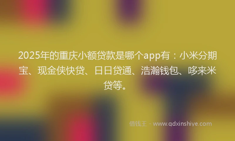 2025年的重庆小额贷款是哪个app有：小米分期宝、现金侠快贷、日日贷通、浩瀚钱包、哆来米贷等。