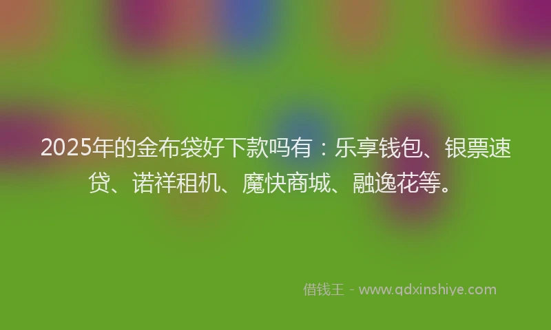 2025年的金布袋好下款吗有：乐享钱包、银票速贷、诺祥租机、魔快商城、融逸花等。