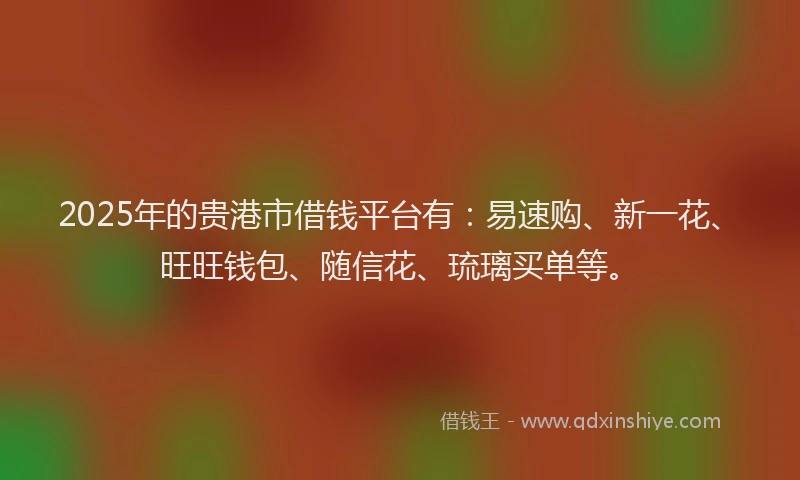 2025年的贵港市借钱平台有：易速购、新一花、旺旺钱包、随信花、琉璃买单等。