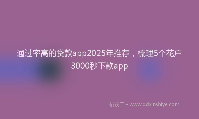 通过率高的贷款app2025年推荐，梳理5个花户3000秒下款app