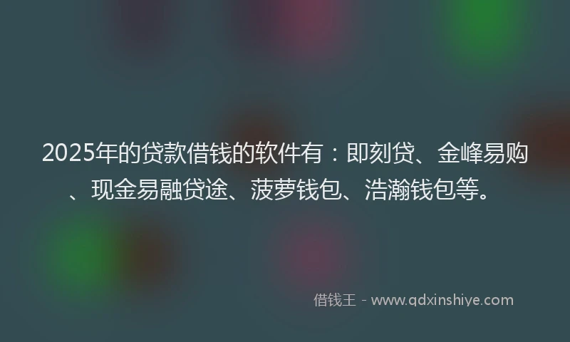2025年的贷款借钱的软件有：即刻贷、金峰易购、现金易融贷途、菠萝钱包、浩瀚钱包等。