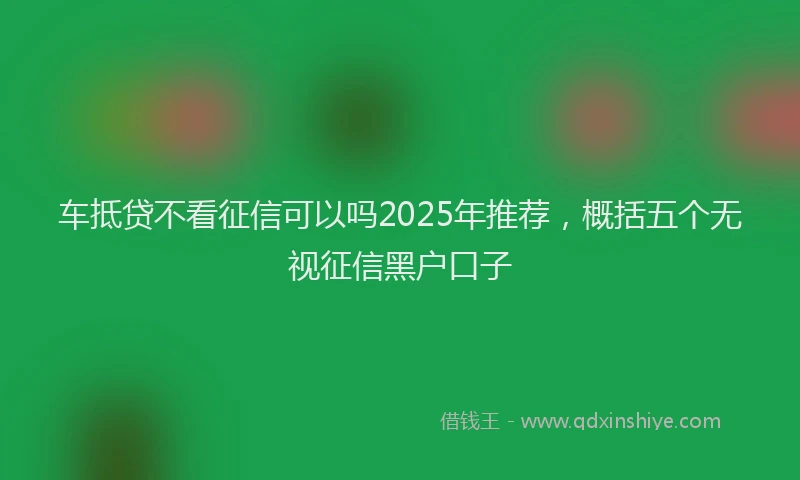 车抵贷不看征信可以吗2025年推荐，概括五个无视征信黑户口子