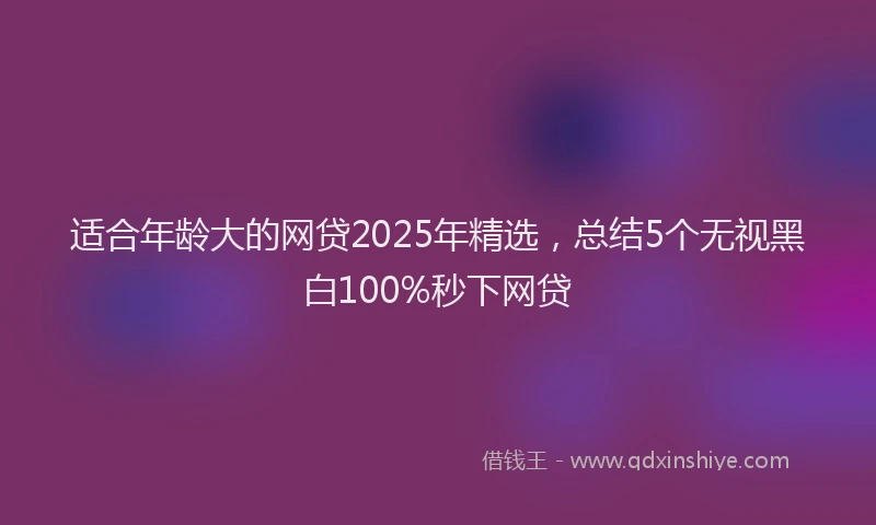 适合年龄大的网贷2025年精选，总结5个无视黑白100%秒下网贷