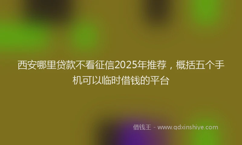 西安哪里贷款不看征信2025年推荐，概括五个手机可以临时借钱的平台