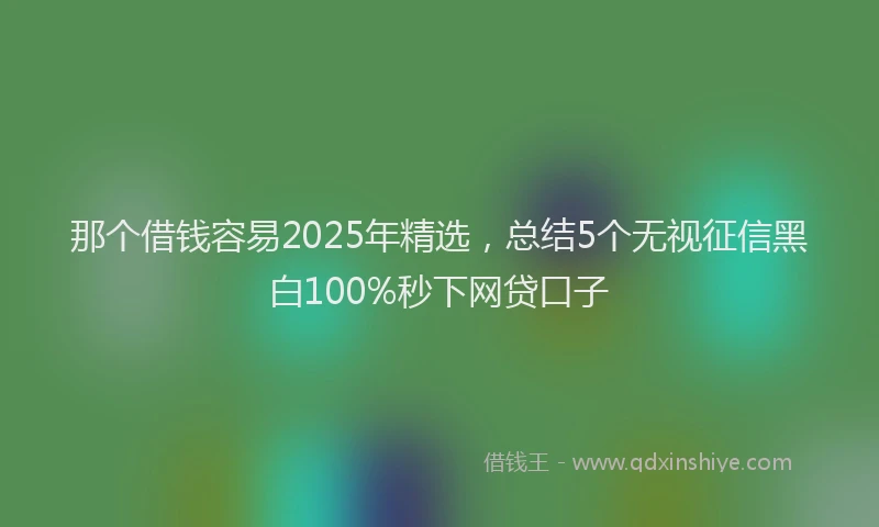 那个借钱容易2025年精选，总结5个无视征信黑白100%秒下网贷口子