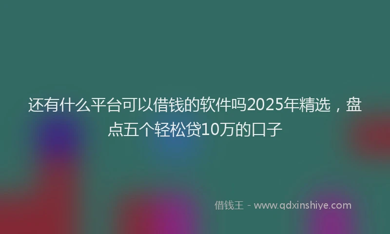 还有什么平台可以借钱的软件吗2025年精选，盘点五个轻松贷10万的口子