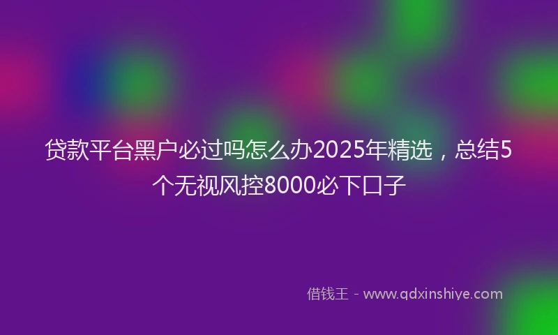 贷款平台黑户必过吗怎么办2025年精选，总结5个无视风控8000必下口子