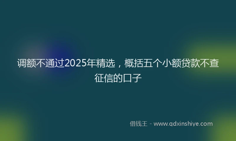 调额不通过2025年精选，概括五个小额贷款不查征信的口子