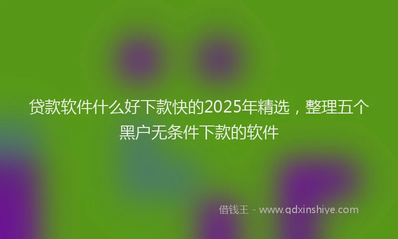 贷款软件什么好下款快的2025年精选，整理五个黑户无条件下款的软件