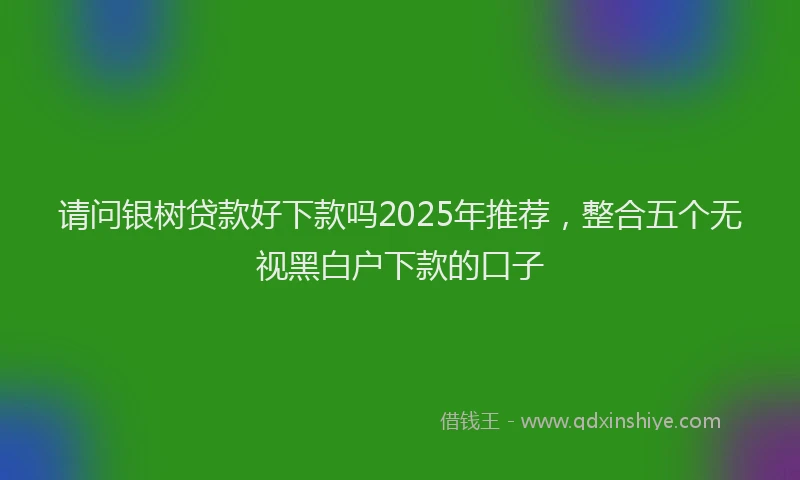请问银树贷款好下款吗2025年推荐，整合五个无视黑白户下款的口子