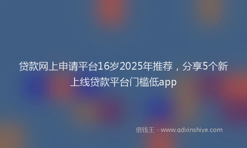 贷款网上申请平台16岁2025年推荐，分享5个新上线贷款平台门槛低app