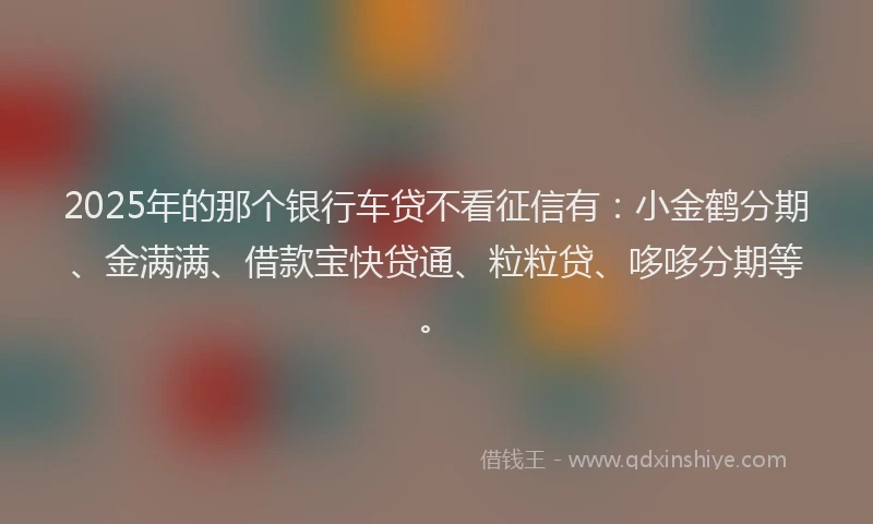2025年的那个银行车贷不看征信有：小金鹤分期、金满满、借款宝快贷通、粒粒贷、哆哆分期等。