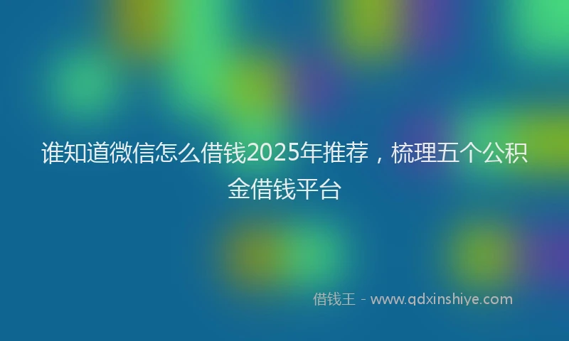 谁知道微信怎么借钱2025年推荐，梳理五个公积金借钱平台