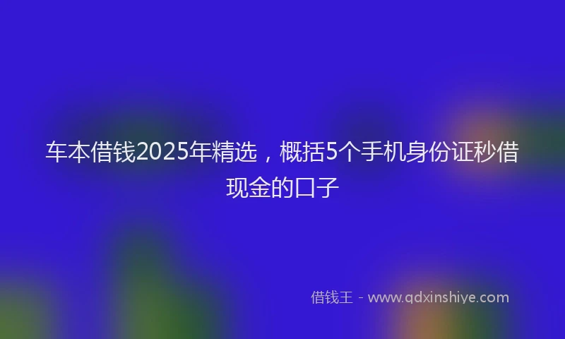 车本借钱2025年精选，概括5个手机身份证秒借现金的口子