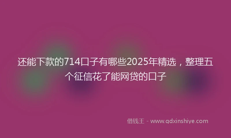 还能下款的714口子有哪些2025年精选，整理五个征信花了能网贷的口子