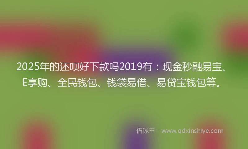 2025年的还呗好下款吗2019有：现金秒融易宝、E享购、全民钱包、钱袋易借、易贷宝钱包等。