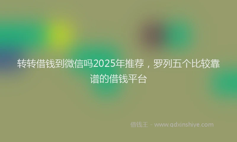 转转借钱到微信吗2025年推荐，罗列五个比较靠谱的借钱平台