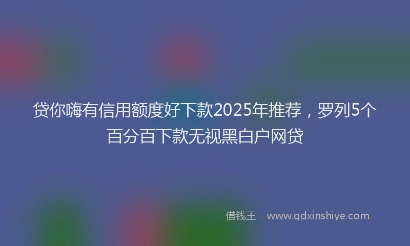贷你嗨有信用额度好下款2025年推荐，罗列5个百分百下款无视黑白户网贷