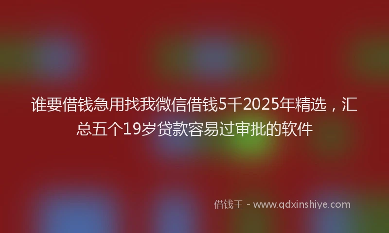 谁要借钱急用找我微信借钱5千2025年精选，汇总五个19岁贷款容易过审批的软件