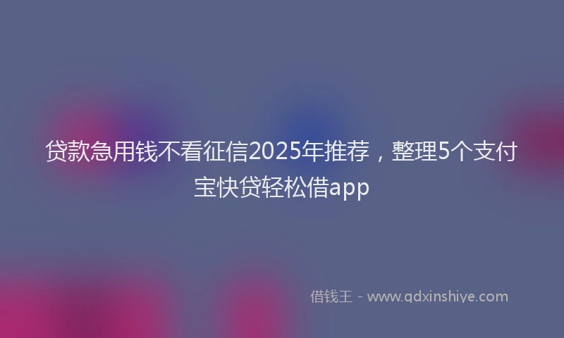 贷款急用钱不看征信2025年推荐，整理5个支付宝快贷轻松借app
