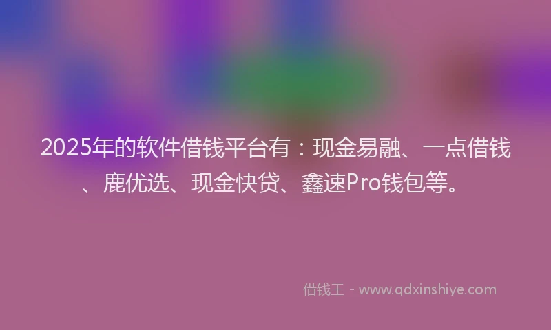 2025年的软件借钱平台有：现金易融、一点借钱、鹿优选、现金快贷、鑫速Pro钱包等。