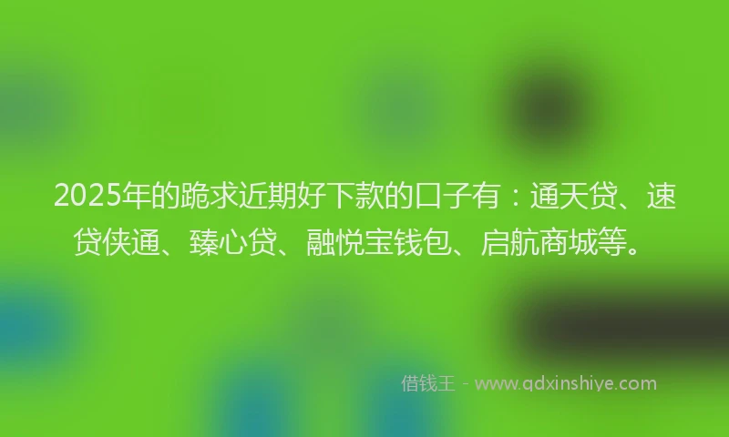2025年的跪求近期好下款的口子有：通天贷、速贷侠通、臻心贷、融悦宝钱包、启航商城等。