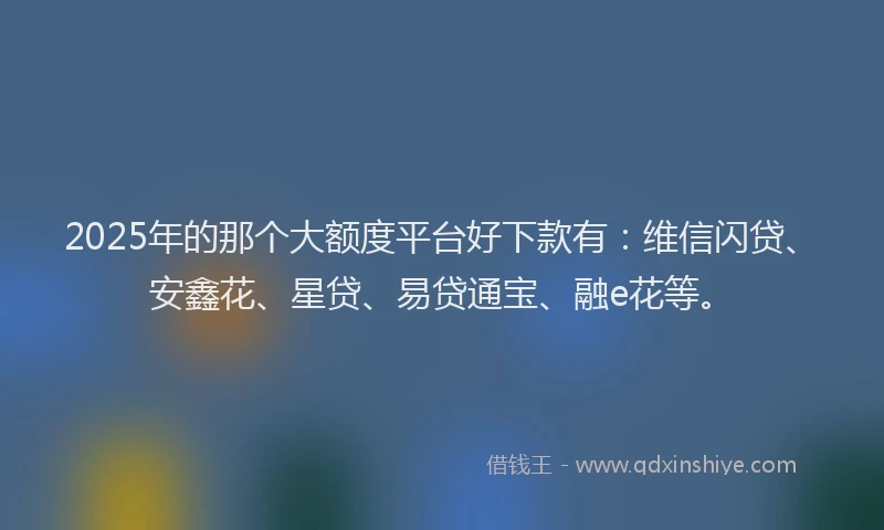 2025年的那个大额度平台好下款有：维信闪贷、安鑫花、星贷、易贷通宝、融e花等。