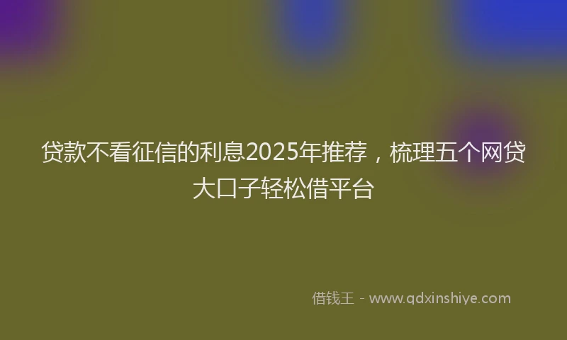 贷款不看征信的利息2025年推荐，梳理五个网贷大口子轻松借平台