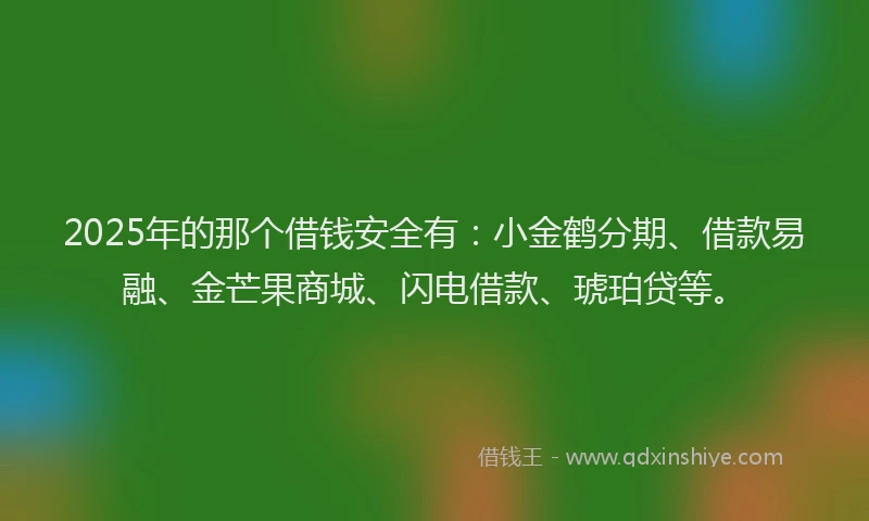 2025年的那个借钱安全有：小金鹤分期、借款易融、金芒果商城、闪电借款、琥珀贷等。