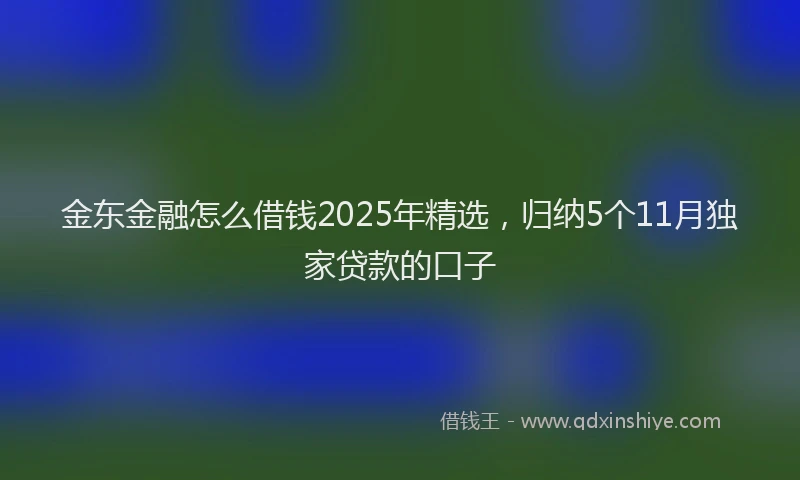 金东金融怎么借钱2025年精选，归纳5个11月独家贷款的口子