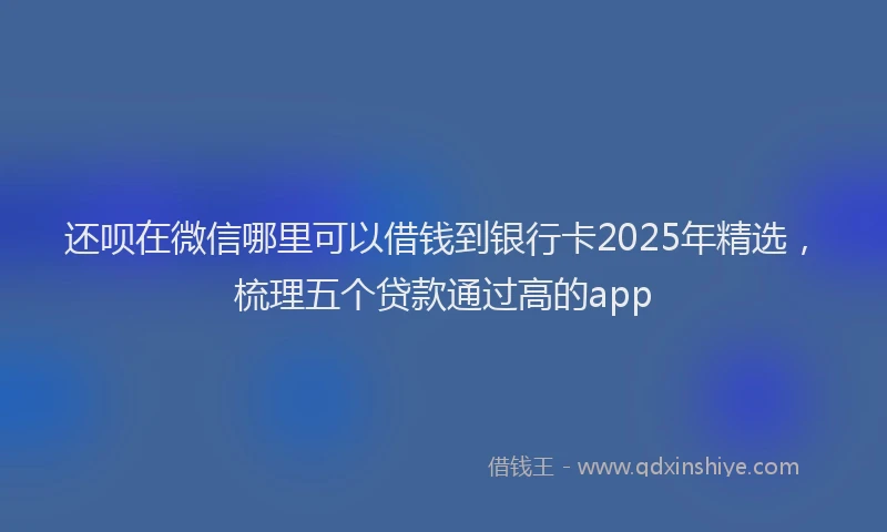 还呗在微信哪里可以借钱到银行卡2025年精选，梳理五个贷款通过高的app