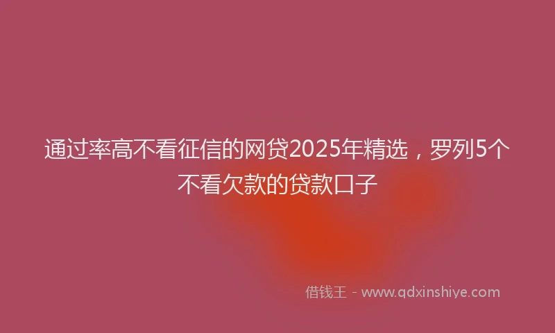 通过率高不看征信的网贷2025年精选，罗列5个不看欠款的贷款口子