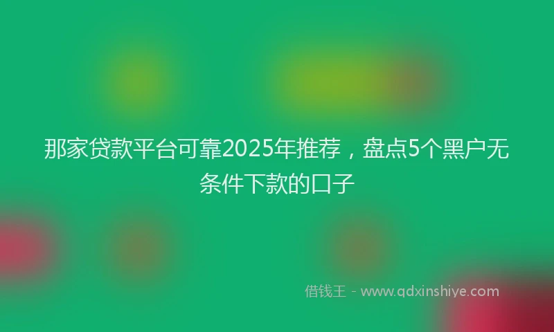 那家贷款平台可靠2025年推荐，盘点5个黑户无条件下款的口子