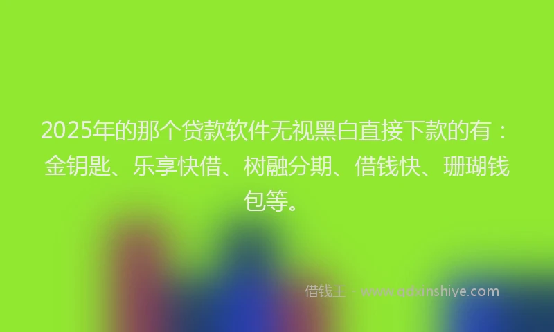 2025年的那个贷款软件无视黑白直接下款的有：金钥匙、乐享快借、树融分期、借钱快、珊瑚钱包等。