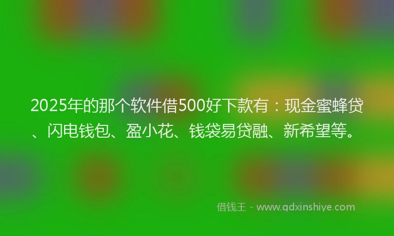 2025年的那个软件借500好下款有：现金蜜蜂贷、闪电钱包、盈小花、钱袋易贷融、新希望等。