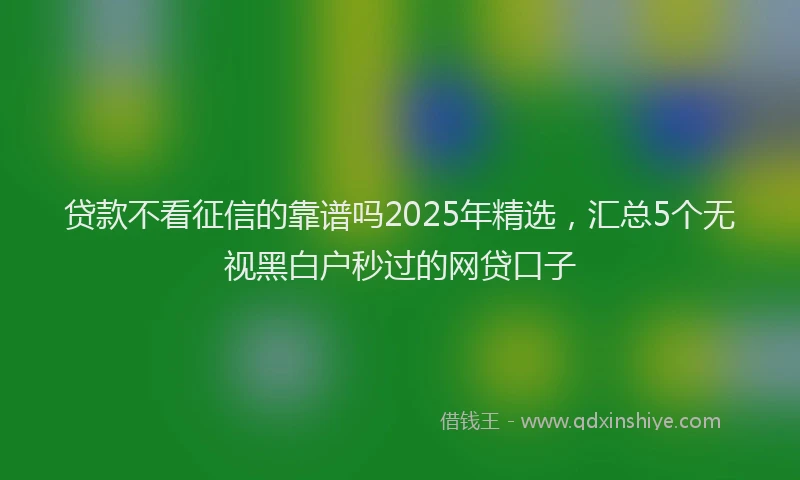 贷款不看征信的靠谱吗2025年精选，汇总5个无视黑白户秒过的网贷口子