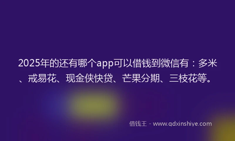 2025年的还有哪个app可以借钱到微信有：多米、戒易花、现金侠快贷、芒果分期、三枝花等。
