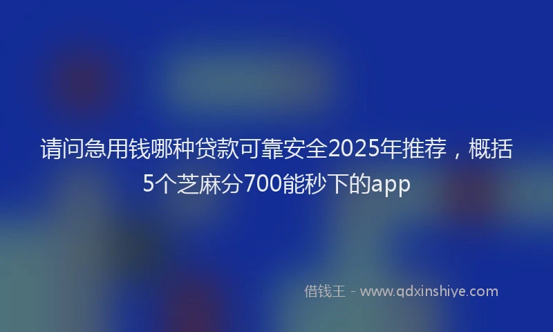 请问急用钱哪种贷款可靠安全2025年推荐，概括5个芝麻分700能秒下的app