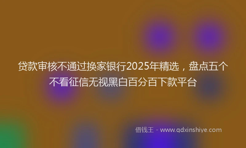 贷款审核不通过换家银行2025年精选，盘点五个不看征信无视黑白百分百下款平台